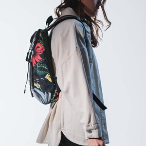 Floral backpack for women, floral rucksack, women floral backpack, medium floral backpack, eco-leather wome back, eco-friendly rucksack image 2