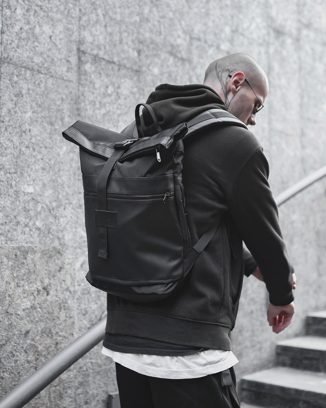 Vegan Laptop Rucksack Women Backpack Purse Black Rucksack Etsy