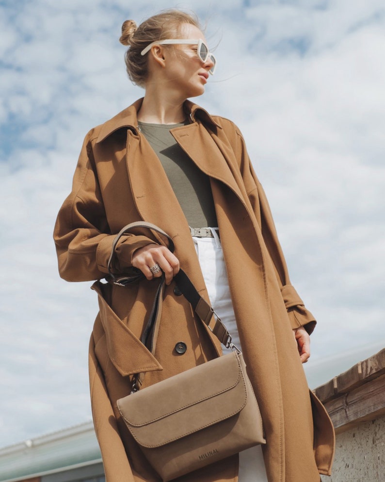 Sac à bandoulière en cuir écologique pour femme, sac en cuir écologique fait à la main, sac pour femme, sac fourre-tout en cuir végétalien, sac de maquillage image 4