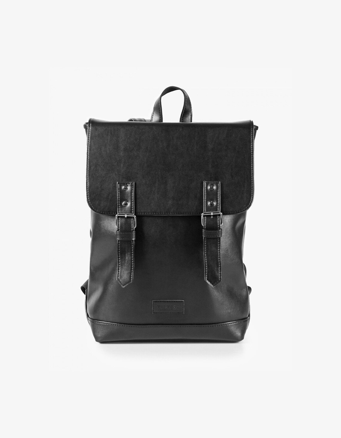 Black Leather Backpack Buckle Backpack City Backpack Satchel Etsy