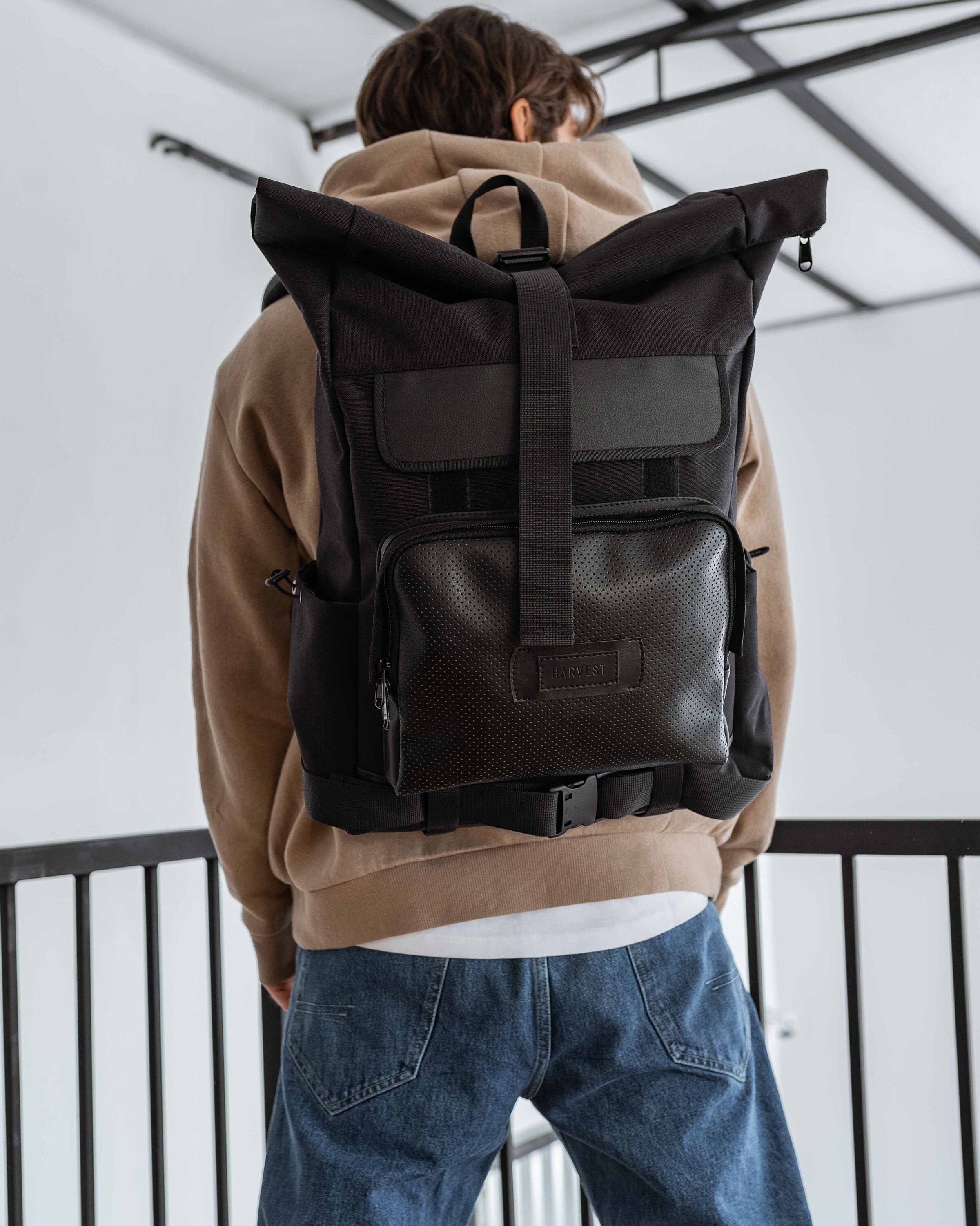 roll top waxed canvas backpack