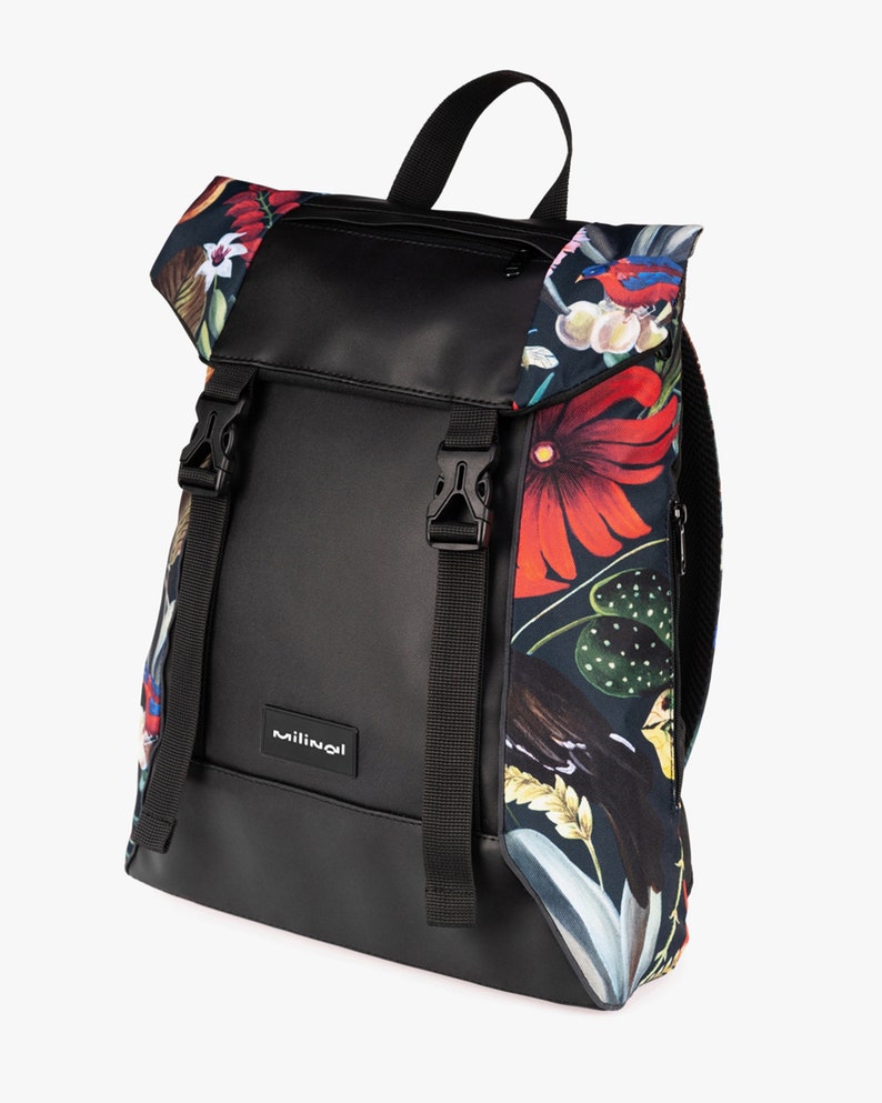 Floral backpack for women, floral rucksack, women floral backpack, medium floral backpack, eco-leather wome back, eco-friendly rucksack image 6