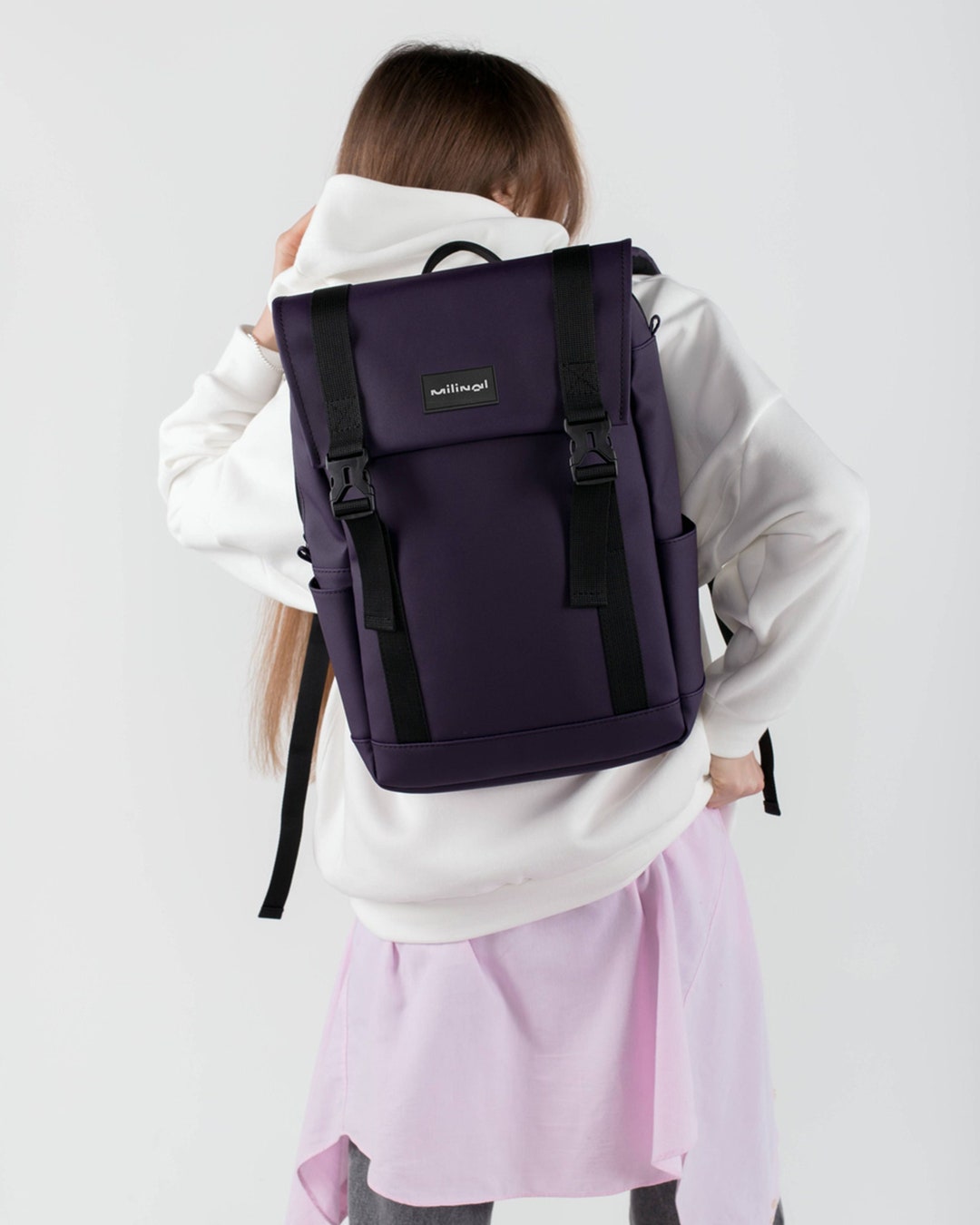 Vegan Leather Laptop Backpack Women Backpack Women Violet Etsy