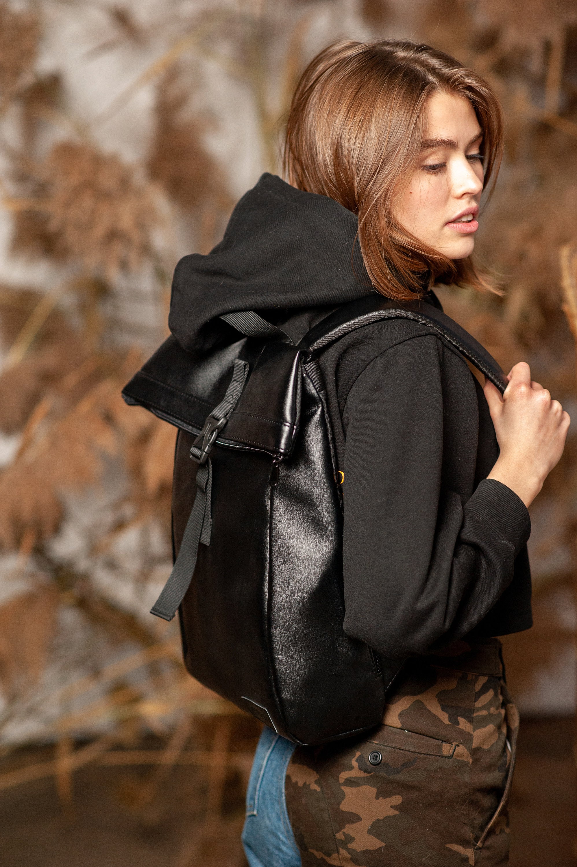 Women Roll Top Backpack Toproll Top Rucksack Unisex Backpack Etsy UK
