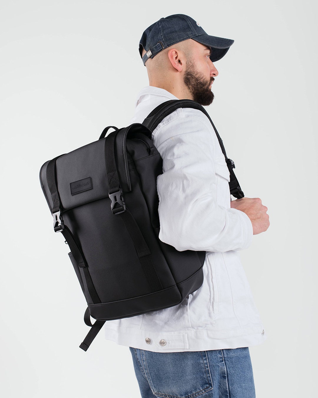 Black Travel Backpack Eco-leather Backpack Men Men's - Etsy