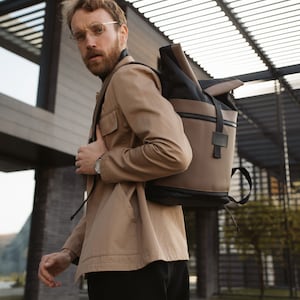 Laptop backpack for men, Eco leather hipster backpack, College backpack, Travel backpack, Unisex backpack, Men's bag, School backpack