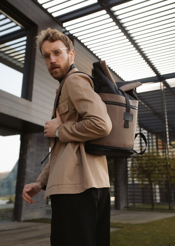 Laptop Backpack for Men, Eco Leather Hipster Backpack, College