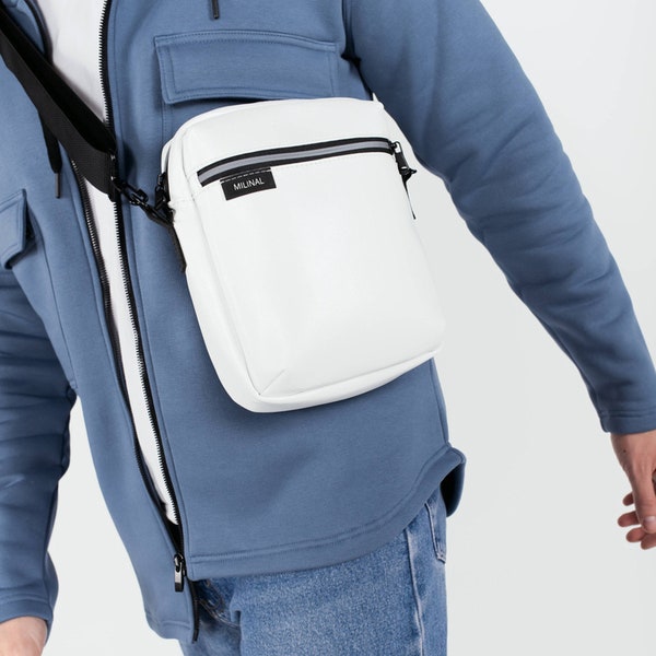 Umhängetasche für Männer, kleine Handtasche aus Leder, Eco-Leder-Umhängetasche für Männer, Cross-Body-Tasche für Männer, kleine Umhängetasche aus Leder