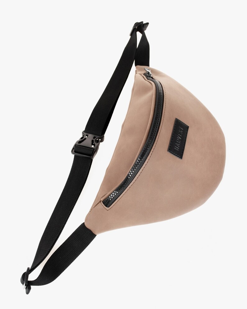 Beige Fanny Pack Leather Crossbody Small Fanny Pack Leather Etsy