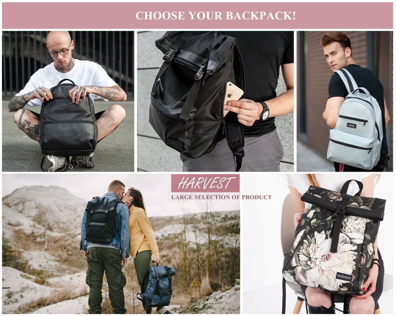 Vegan Leather rucksack, Laptop backpack for men, Eco leather backpack, College backpack, Travel backpack, Men's backpack, School backpack image 10