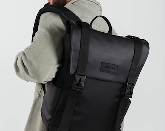 Personalized Backpack, Eco-leather backpack men, Black Travel backpack, Men's backpack laptop, Cute backpack for school, Girls backpack