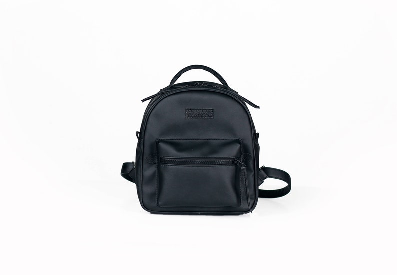 small vegan leather backpack