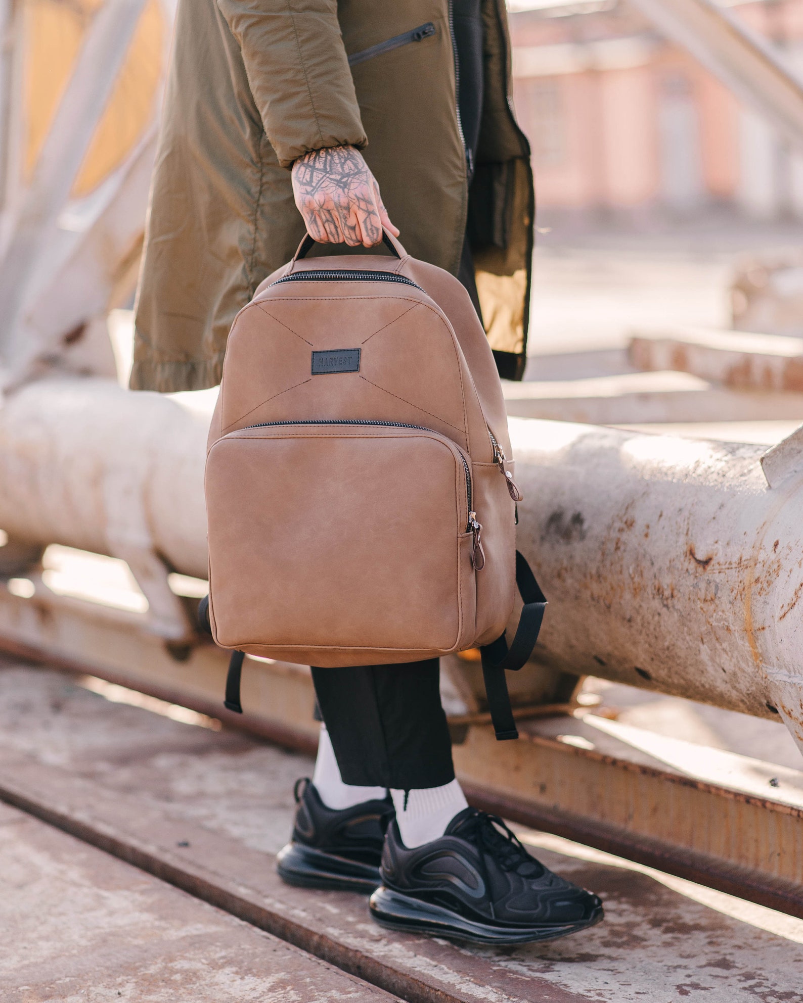 black small backpack leather