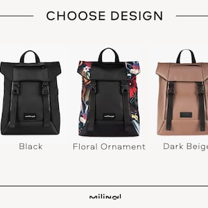 Floral backpack for women, floral rucksack, women floral backpack, medium floral backpack, eco-leather wome back, eco-friendly rucksack image 3