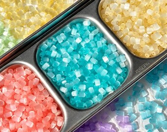 4x6mm Pastel Cat Eye Tube Glass Beads, Brushed Finish, Macaron Colors, DIY Jewelry Making
