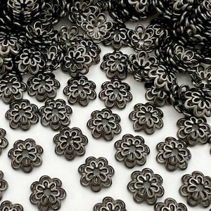 Black Beads Cap 8mm Thick Flower Bead Cap Jewelry Making Supply