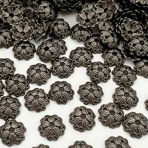 Black Beads Cap 8mm Thick Flower Bead Cap Jewelry Making Supply