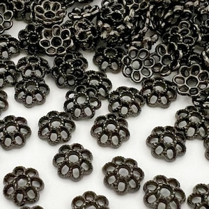 Black Beads Cap 8mm Thick Flower Bead Cap Jewelry Making Supply