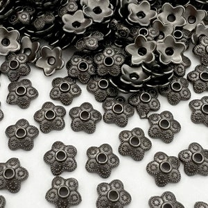 Black Beads Cap 8mm Thick Flower Bead Cap Jewelry Making Supply