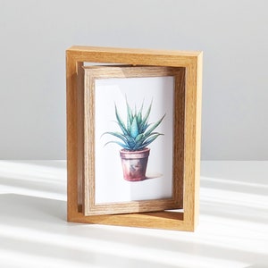 4x6, 5x7 wood picture frame, spinning photo frame, double-sided picture frame, Picture Frame for Table Desk Top Display