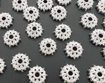 Zilveren kralenkapje 8 mm dik bloemkraalkapje Jewelry Making Supply