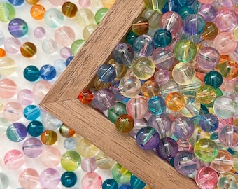 Assorted Clear Glass Beads 6mm 8mm 10mm Multi-Colour Polished Beads Transparent Beads Loose Beads Crystal Beads Pack