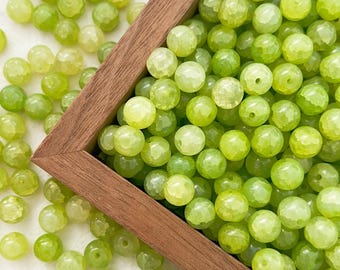 10mm Glass Beads Crackled Round Beads Green Beads Loose beads Jewelry Making Bead Bracelet, R-10600