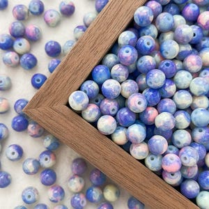 8mm Blue Glass Beads Round Beads Loose beads Jewelry Making Bead Bracelet, R-8458