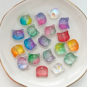 20pcs Glass Cute Cat Face Beads Bracelets Charms Jewelry Making Supply Multicolour kitten Spacer Beads DIY Supply
