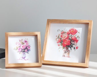 8x8 6x6 7x7 5x5 4x4 Square Wood Grain Picture Frame for Wall and Desktop Display With Plexiglass