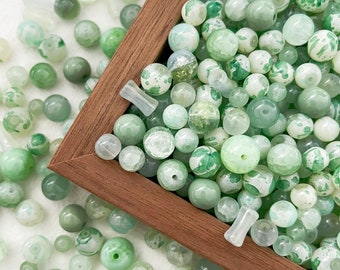 Assorted Green Glass Beads 8mm 10mm Multi-Colour Polished Crackled Beads Loose Beads Crystal Beads Pack