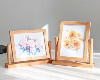 4x6 5x7 Wood Picture Frame Double-sided Picture Frame Horizontal Vertical Spinning Picture Frame with plexiglass