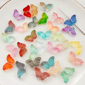 20pcs Glass Butterfly Cute Beads Charms Bracelets Jewelry Making Supply Multicolour Butterfly Beads DIY Supply