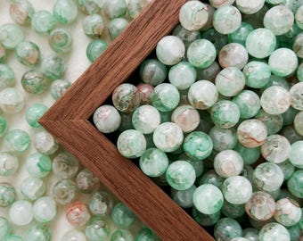 10mm Glass Beads Crackled Round Beads Green Beads Loose beads Jewelry Making Bead Bracelet, R-10686