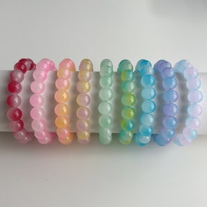 8 mm 10 mm 12 mm armband med glaspärlor, flerfärgat elastiskt och stretchigt armband med polerade kristallpärlor