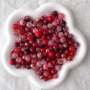 Assorted Red Glass Beads 6mm 8mm 10mm 12mm Multi-Colour Polished Crackled Beads Loose Beads Crystal Beads Pack