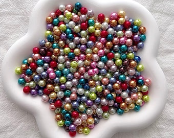 Paquete surtido de cuentas de vidrio de imitación de perlas multicolor de 6 mm