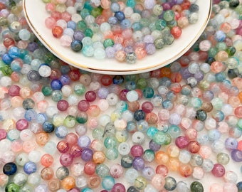 Assorted 6mm Glass Beads Multi-Colour Polished Beads Loose Beads Crystal Beads Pack