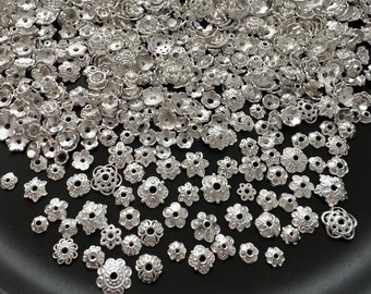 200 stuks geassorteerde zilveren dikke kralen dop 6 mm 8 mm 10 mm bulkvoorraad sieraden maken