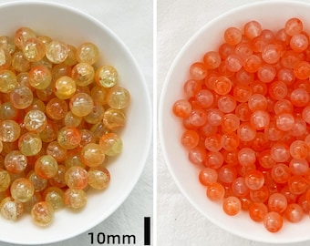 オレンジガラスビーズ詰め合わせ 6mm 8mm 10mm マルチカラー