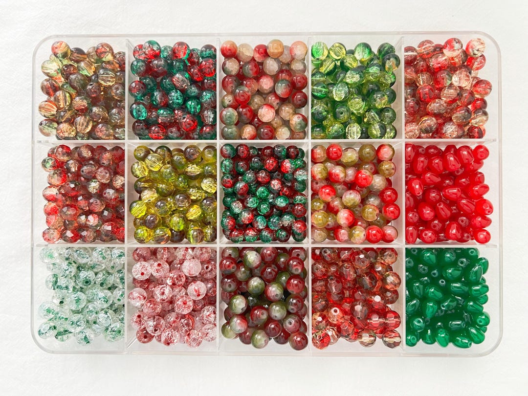 Christmas Colour Glass Beads 8mm 10mm Multi-colour Polished Beads ...