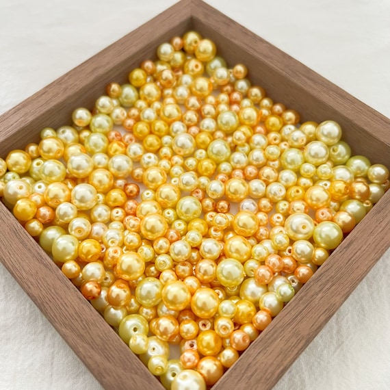 Lot De 5 Perles Nacrées Rondes 10mm Couleur Jaune Or - Marque Preciosa - Origine France