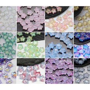 25pcs 8mm Glass Stars Cute Beads Charms Bracelets Jewelry Making Supply Multicolour Stars Beads DIY Supply