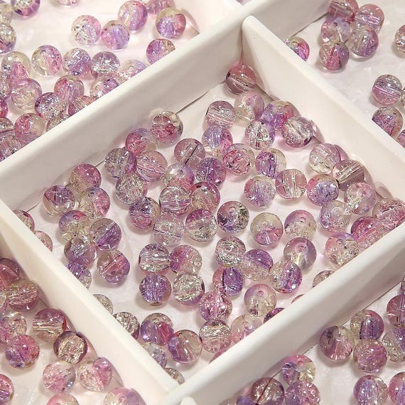 50 Perline Di Vetro Da 8 Mm, Perline Rotonde In Vetro Smerigliato, Perline Sparse, Rotonde Con Fori, Per Fai Da Te Fai Da Te Fai Da Te, Gioielli Rosa - Foto 10