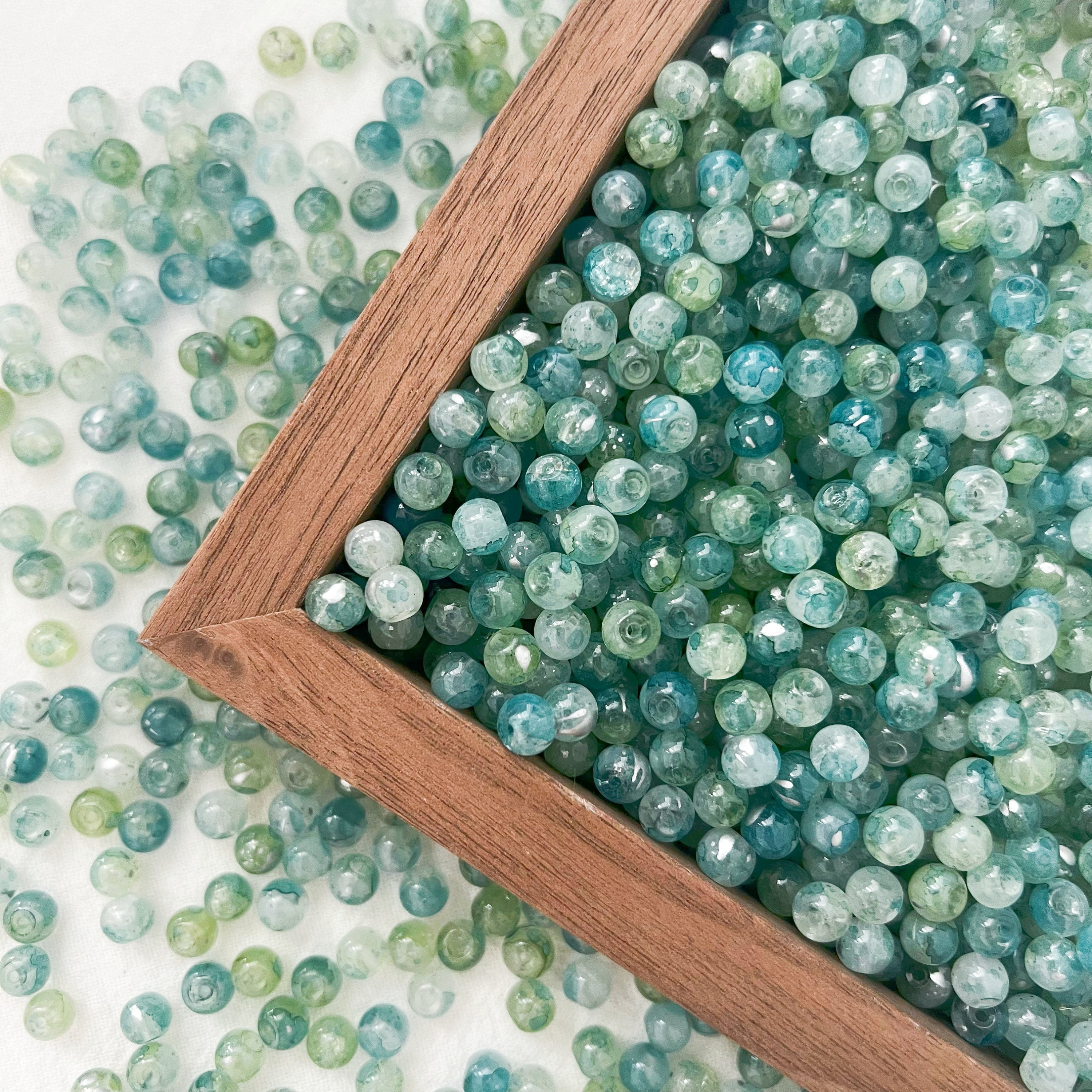 Bracelet Perles En Verre Bleu Et Vert - Excellent état - Occasion Superbe