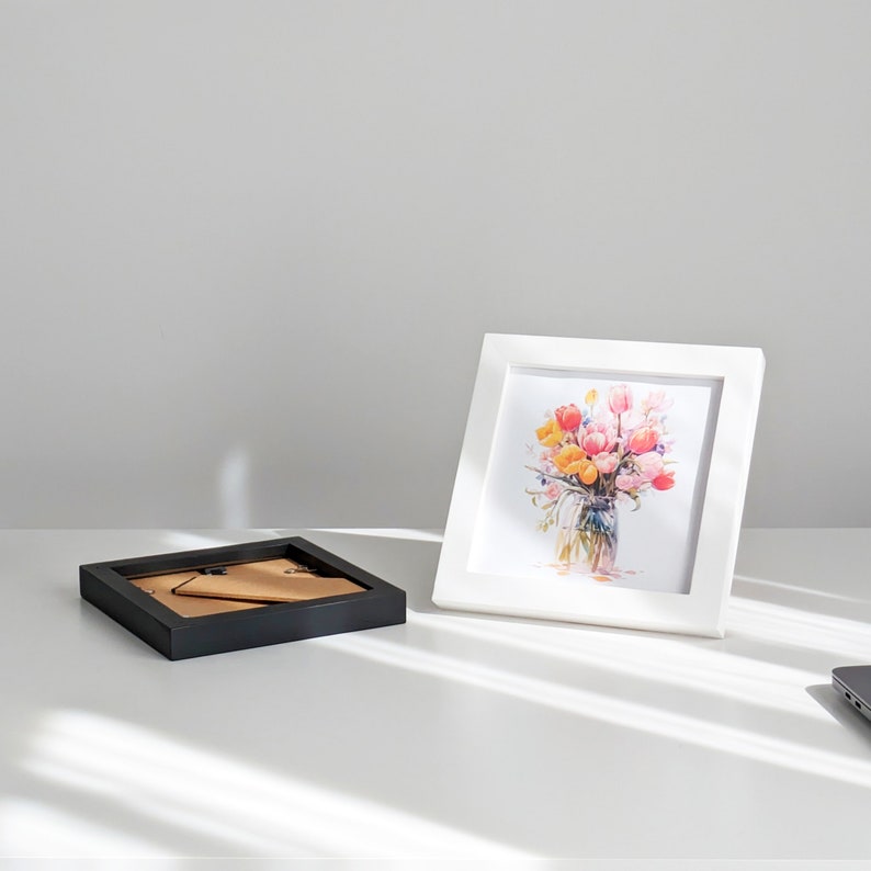 4x4, 5x5, 6x6, 7x7, 8x8, 10x10 Square Photo Frame, Wooden Photo Frame, Square Picture Frame with Mat, image 3