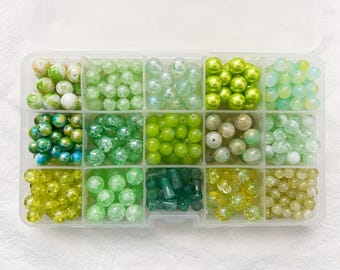Assorted Green Glass Beads 6mm 8mm 10mm Multi-Colour Polished Crackled Crystal Beads Jewelry Making Supply