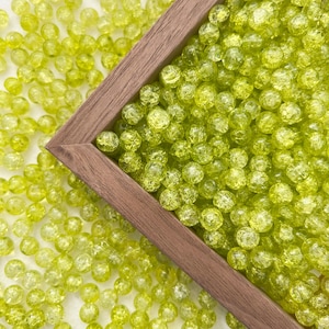 8mm Glass Beads Green Round Beads Crackled Loose beads Jewelry Making Bead Bracelet, R-8165