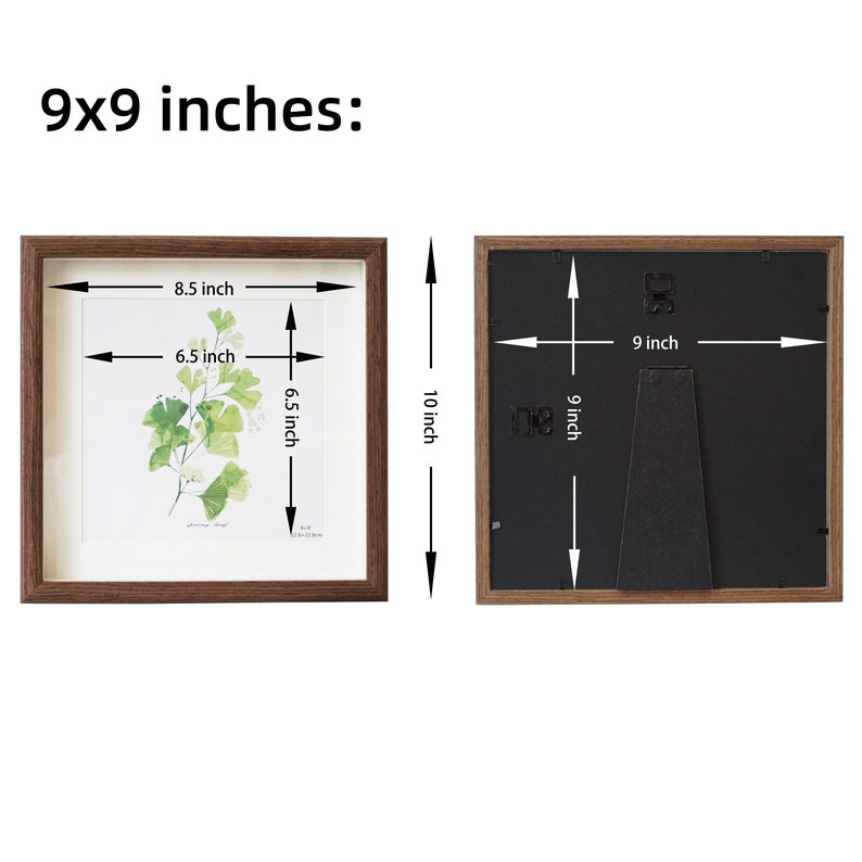 9x9 8x8 6x6 7x7 5x5 Square Wood Picture Frame with Mat Photo frame for Wall and Desktop Display Glass Front image 6