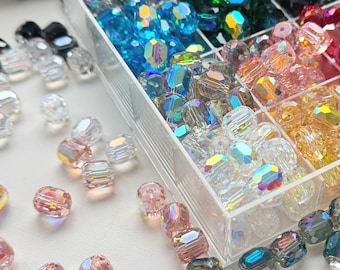 10mm Faceted Crystal Glass Beads, Sparkling Barrel Beads for Jewelry Making, DIY Bracelet Necklace Phone Charm Craft Supplies